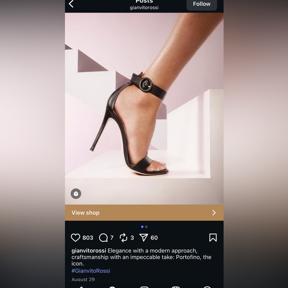 Gianvito Rossi Heel- black leather 105 sandal with dust bag size 37 retail $950